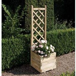 Rowlinsons Square Planter & Lattice - L40 x W40 x H140 cm in Brown - thumbnail 2