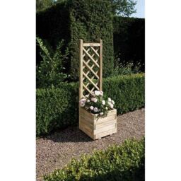 Rowlinsons Square Planter & Lattice - L40 x W40 x H140 cm in Brown