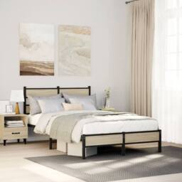 Berkfield Home Bed Frame Frame Sonoma Oak 120x190 cm Small Double Wood in Light Oak - thumbnail 2