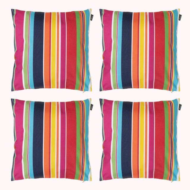 icon Indoor & Outdoor Striped Waterproof Cushion, Indoor & Outdoor, Multi (4-Pack) - Size: 43 cm x 43 cm - image 1