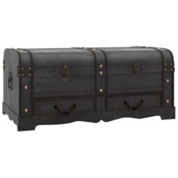 Berkfield Home Wooden Treasure Chest Large Black - thumbnail 2