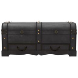 Berkfield Home Wooden Treasure Chest Large Black - thumbnail 5