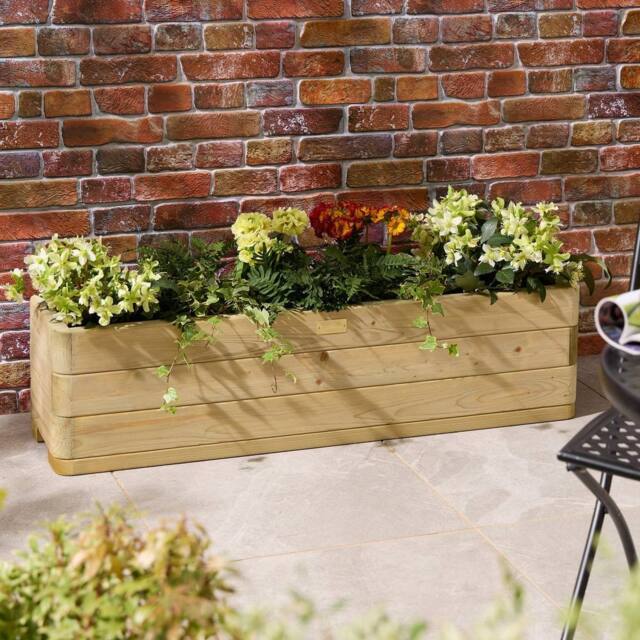 Rowlinsons Marberry Trough Planter 1.2m - Timber - L30 x W120 x H30 cm in Light Brown - image 1
