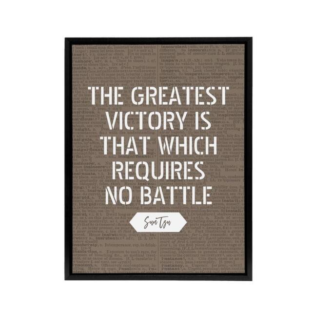 "Artery8 Inspirational Quote Sun Tzu Framed Canvas Wall Art Print in Brown - Size: W12"" x H16""" - image 1
