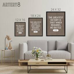 "Artery8 Inspirational Quote Sun Tzu Framed Canvas Wall Art Print in Brown - Size: W12"" x H16""" - thumbnail 4