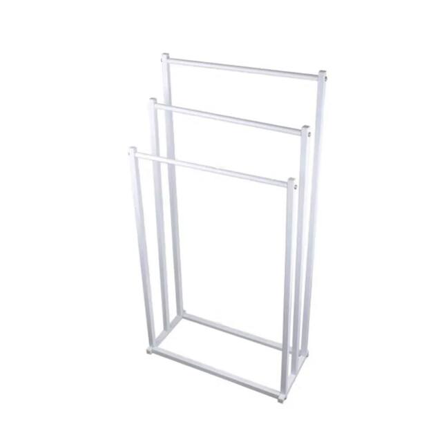 Nordara White Steel 3 Tier Free Standing Towel Holder - Size: 180 cm width x 180 cm drop - image 1
