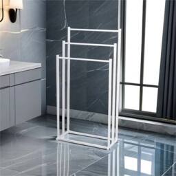 Nordara White Steel 3 Tier Free Standing Towel Holder - Size: 180 cm width x 180 cm drop - thumbnail 3