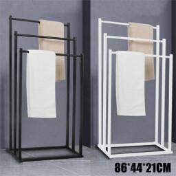Nordara White Steel 3 Tier Free Standing Towel Holder - Size: 180 cm width x 180 cm drop - thumbnail 5