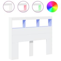 Berkfield Home Headboard Cabinet with LED White 120x17x102 cm - Size: 120 x 17 x 102 cm - thumbnail 1