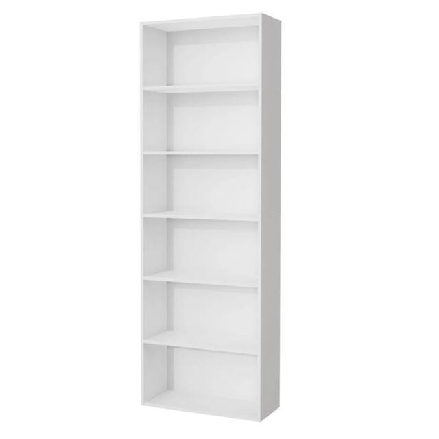 Kelvenix 6-Tier White Bookshelf with Shelving Unit for Living Room Storage - image 1
