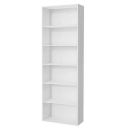 Kelvenix 6-Tier White Bookshelf with Shelving Unit for Living Room Storage - thumbnail 1