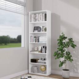 Kelvenix 6-Tier White Bookshelf with Shelving Unit for Living Room Storage - thumbnail 3
