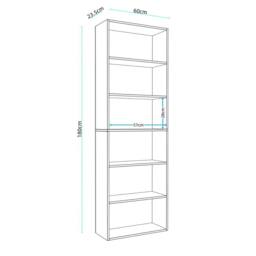 Kelvenix 6-Tier White Bookshelf with Shelving Unit for Living Room Storage - thumbnail 2