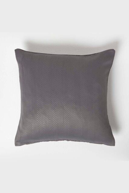 Homescapes Herringbone Cushion Cover in Dark Grey - Size: 45 cm x 45 cm - image 1