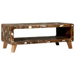 Berkfield Home Decorative Coffee Table 90x50x35 cm Solid Wood Reclaimed in Brown - Size: 90 x 50 x 35 cm - thumbnail 2