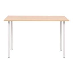 Berkfield Home Modern Dining Table 120x60x73 cm Oak & White in Natural - Size: 120 x 60 x 73 cm - thumbnail 3