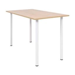Berkfield Home Modern Dining Table 120x60x73 cm Oak & White in Natural - Size: 120 x 60 x 73 cm - thumbnail 2