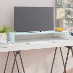 Berkfield Home TV Stand/Monitor Riser Glass Green 90x30x13 cm - Size: 90 x 30 x 13 cm - thumbnail 2