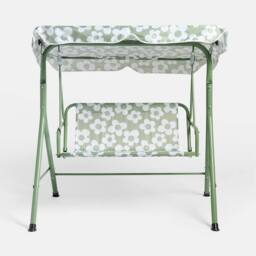 OHS Kids Daisy 2 Seater Swing Bench Canopy Garden Patio Play Set in Pale Green - thumbnail 4