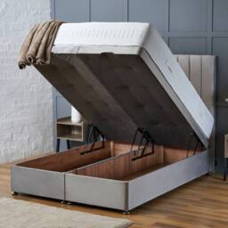"BSSPOKE Aria Ottoman Divan Bed Plush Velvet 54"" Panel Headboard & No Mattress in Taupe - Size: King" - thumbnail 5