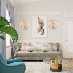 NIVOR 2 Light Crystal Wall Lights Rustic Wall Lamp for Hallway Porch E14 in Gold - thumbnail 5