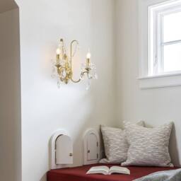 NIVOR 2 Light Crystal Wall Lights Rustic Wall Lamp for Hallway Porch E14 in Gold - thumbnail 7
