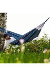 Amazonas Tahiti Single Hammock - Weatherproof Cotton, Brazilian Style in Blue - thumbnail 2