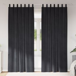 Berkfield Home Blackout Curtains with Hanging Loops 2 pcs Dark Grey Velvet
