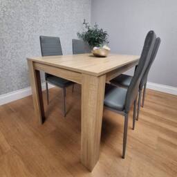 KOSY KOALA Dining Table & 4 Chairs Oak Effect Table With 4 Grey Chairs Dining Room Furniture in Brown - thumbnail 3