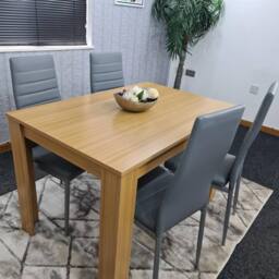 KOSY KOALA Dining Table & 4 Chairs Oak Effect Table With 4 Grey Chairs Dining Room Furniture in Brown - thumbnail 9