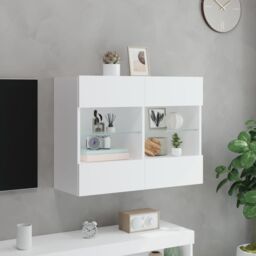 Berkfield Home TV Wall Cabinet with LED Lights White 78.5x30x60.5 cm - thumbnail 5