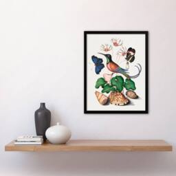 Artery8 Hummingbird Cyclamen Butterflies Seashells Bolton Framed Wall Art - Size: A4 - thumbnail 4