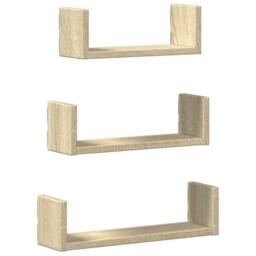 Berkfield Home Wall Shelf 3 pcs Sonoma Oak Engineered Wood in Light Oak - thumbnail 3
