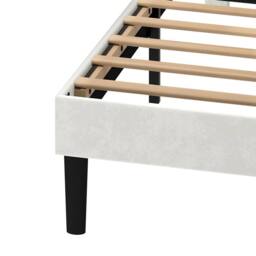 Levede Double Bed Frame with Upholstered Headboard Velvet Foam White Fabric - thumbnail 6