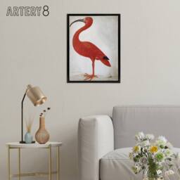 "Artery8 Merian Scarlet Ibis Bird With Egg Framed Canvas Wall Art Print in Pink - Size: W12"" x H16""" - thumbnail 3