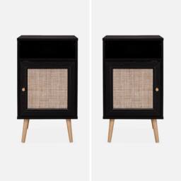 sweeek Pair Of Scandi-style Bedside Tables With Cupboard in Black - thumbnail 2