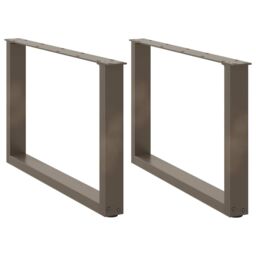 Berkfield Home Coffee Table Legs U-Shaped 2 pcs Natural Steel 60x(42-43) cm Steel in Brown - thumbnail 1