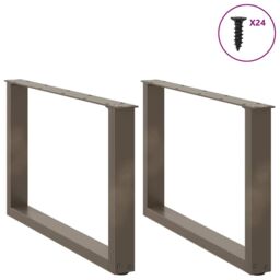 Berkfield Home Coffee Table Legs U-Shaped 2 pcs Natural Steel 60x(42-43) cm Steel in Brown - thumbnail 3