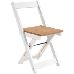 FORGEVIO Set of 2 White Waxed Pine Folding Dining Chairs Space Saving - thumbnail 2