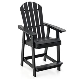 Costway Outdoor Adirondack Bar Stool HDPE Patio Chair Garden Counter Height Bar Stool in Black