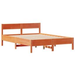 Berkfield Home Bed Frame without Mattress Wax Brown 135x190 cm Double Solid Wood Pine - thumbnail 5