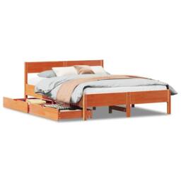 Berkfield Home Bed Frame without Mattress Wax Brown 135x190 cm Double Solid Wood Pine - thumbnail 2