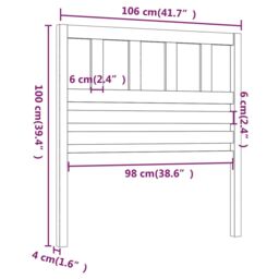 Berkfield Home Bed Headboard Black 106x4x100 cm Solid Wood Pine - Size: 106 x 4 x 100 cm - thumbnail 5