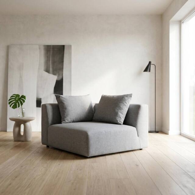 Abakus Direct Tokyo Right Corner Seat Brushed Tweed Fabric with Deep Seat in Light Grey - image 1