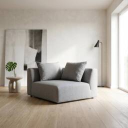 Abakus Direct Tokyo Right Corner Seat Brushed Tweed Fabric with Deep Seat in Light Grey - thumbnail 1
