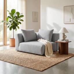 Abakus Direct Tokyo Right Corner Seat Brushed Tweed Fabric with Deep Seat in Light Grey - thumbnail 2