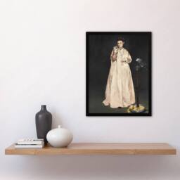"Artery8 Young Lady With a Parrot Portrait Manet Vintage Framed Wall Art Print in Grey - Size: W12"" x H16""" - thumbnail 4