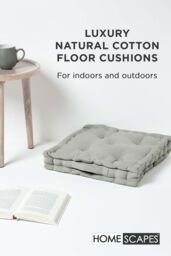 Homescapes Plain Cotton Floor Cushion in Grey - Size: 50 cm x 50 cm - thumbnail 2