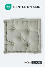 Homescapes Plain Cotton Floor Cushion in Grey - Size: 50 cm x 50 cm - thumbnail 3