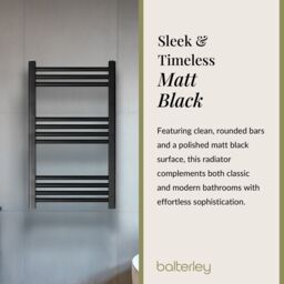 Balterley Straight Heated Towel Rail Radiator, 418W, 500 x 700mm, Matt Black - thumbnail 6